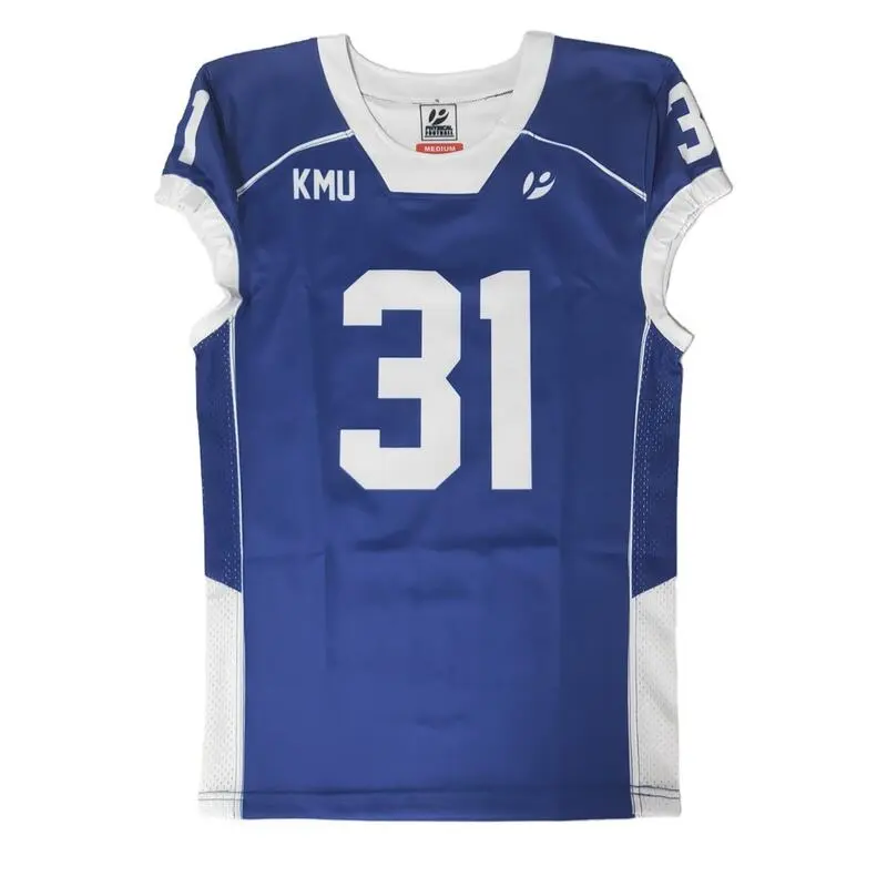 blue and white custom American football uniform sublimation printing on it