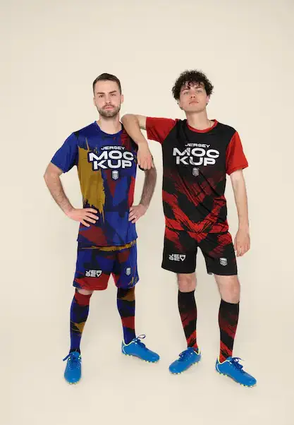 players wearing sublimated custom soccer kits