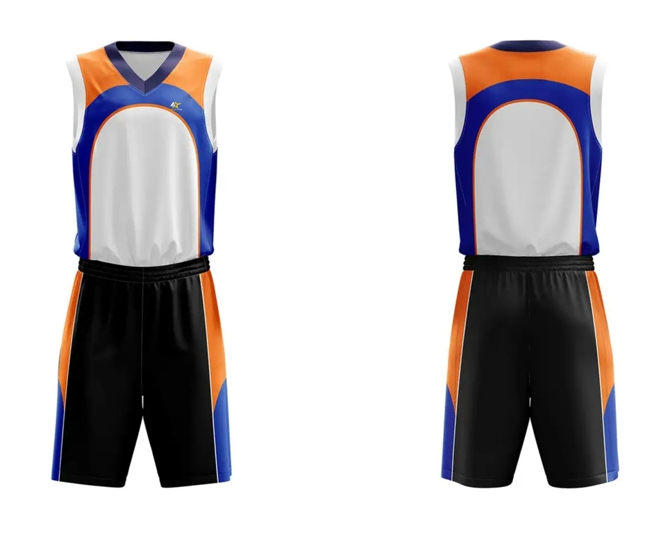 white orange and black custom basketball uniform sublimation printing on it white background