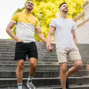 Men's Wearing Black and beige Shorts